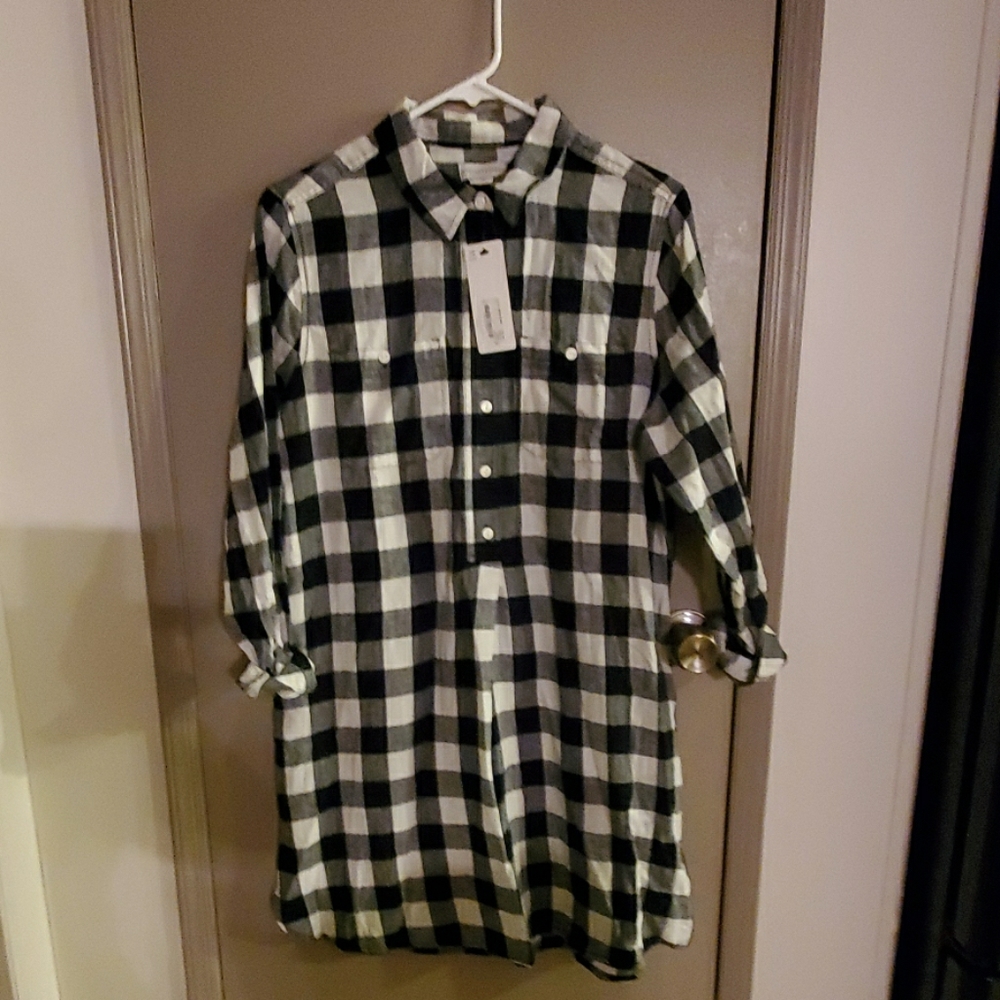 Black/ White Flannel Shirt Dress